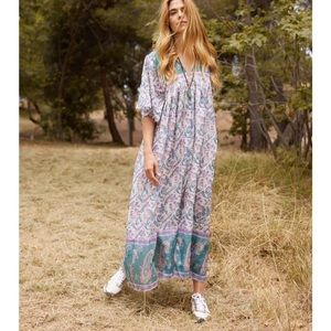 S/S 100% cotton flutter sleeve maxi dress